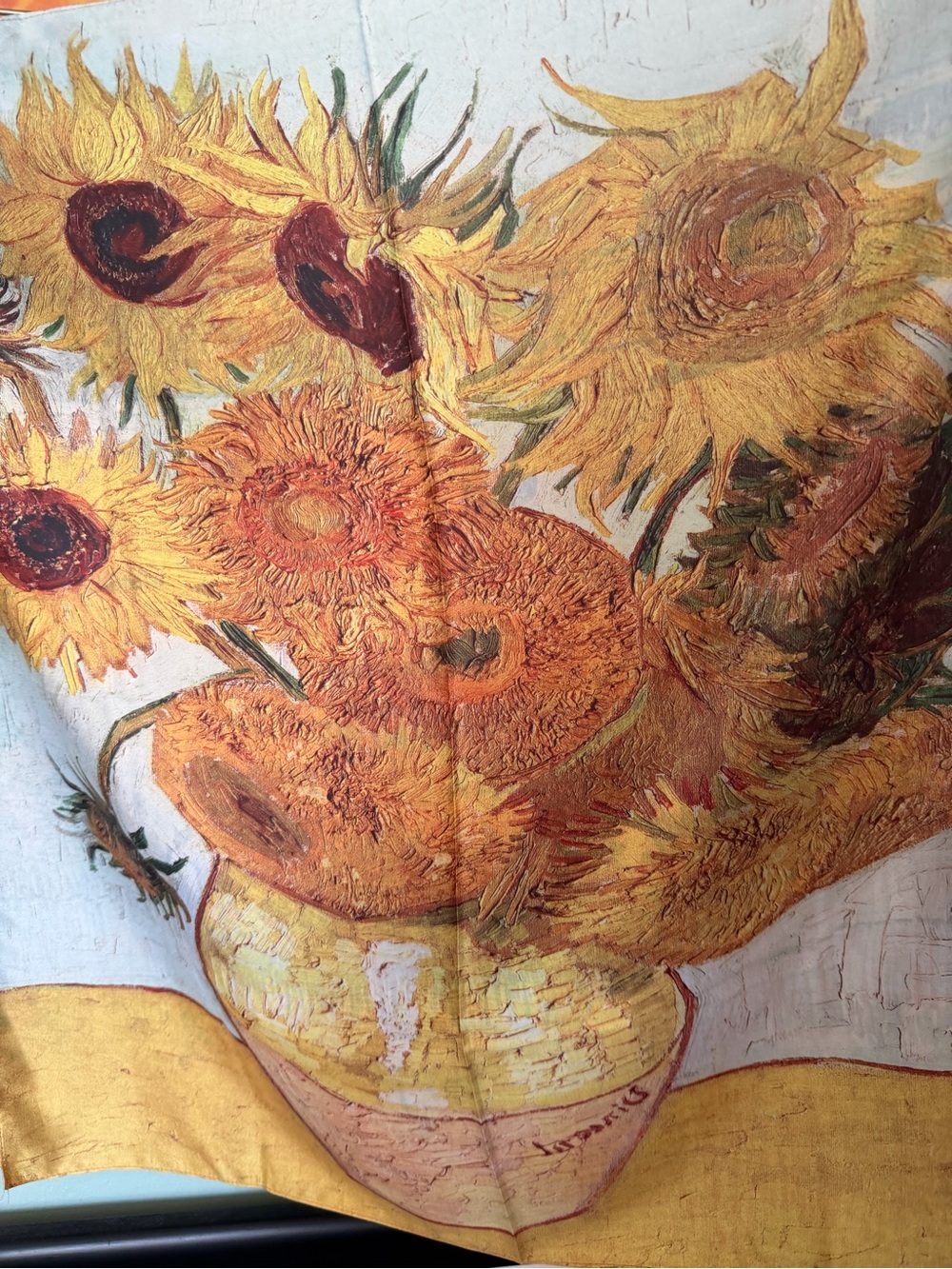 Silk scarf with Van Gogh sunflower 🌻 motif